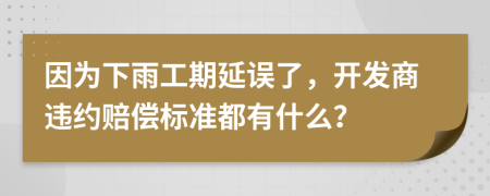 因为下雨工期延误了，开发商违约赔偿标准都有什么？