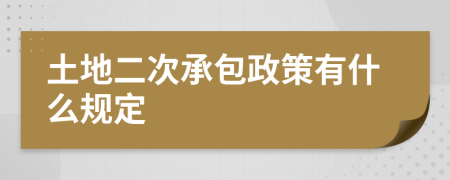 土地二次承包政策有什么规定