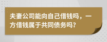 夫妻公司能向自己借钱吗，一方借钱属于共同债务吗？