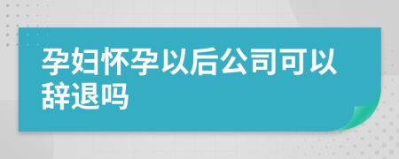 孕妇怀孕以后公司可以辞退吗