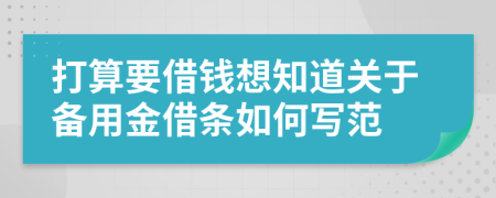 打算要借钱想知道关于备用金借条如何写范