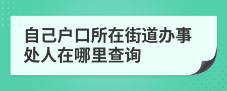 自己户口所在街道办事处人在哪里查询