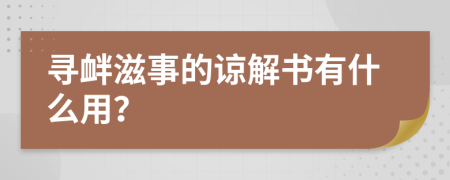 寻衅滋事的谅解书有什么用？