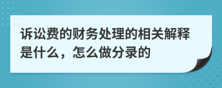 诉讼费的财务处理的相关解释是什么，怎么做分录的