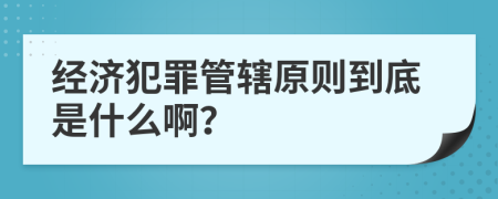 经济犯罪管辖原则到底是什么啊？