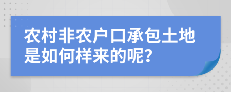 农村非农户口承包土地是如何样来的呢？