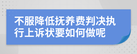 不服降低抚养费判决执行上诉状要如何做呢