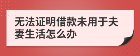 无法证明借款未用于夫妻生活怎么办