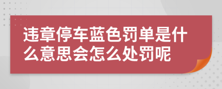 违章停车蓝色罚单是什么意思会怎么处罚呢