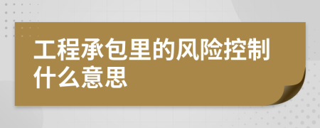 工程承包里的风险控制什么意思