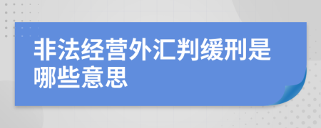 非法经营外汇判缓刑是哪些意思