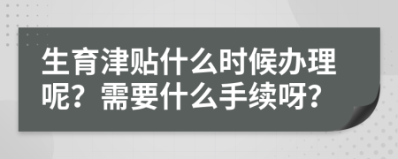 生育津贴什么时候办理呢？需要什么手续呀？