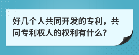 好几个人共同开发的专利，共同专利权人的权利有什么？