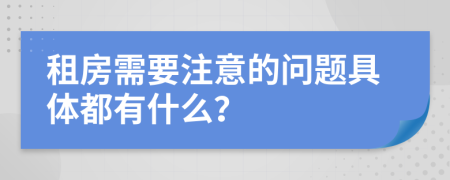 租房需要注意的问题具体都有什么？