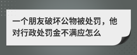 一个朋友破坏公物被处罚，他对行政处罚金不满应怎么