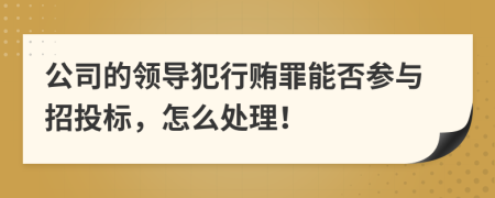 公司的领导犯行贿罪能否参与招投标，怎么处理！