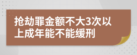 抢劫罪金额不大3次以上成年能不能缓刑