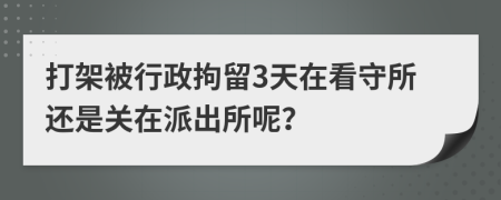 打架被行政拘留3天在看守所还是关在派出所呢？