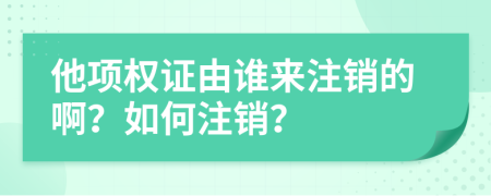 他项权证由谁来注销的啊？如何注销？