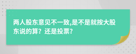 两人股东意见不一致,是不是就按大股东说的算？还是投票？