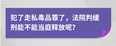 犯了走私毒品罪了，法院判缓刑能不能当庭释放呢？