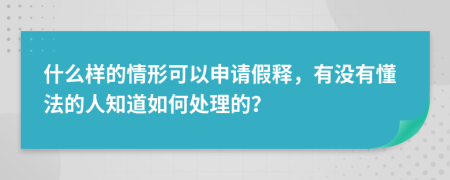 什么样的情形可以申请假释，有没有懂法的人知道如何处理的？