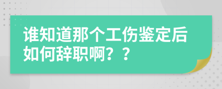 谁知道那个工伤鉴定后如何辞职啊？？
