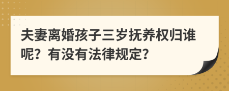 夫妻离婚孩子三岁抚养权归谁呢？有没有法律规定？