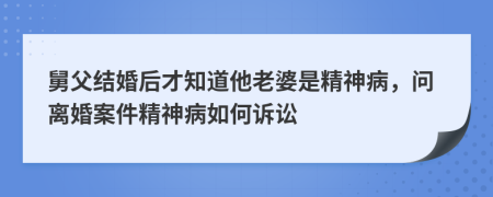 舅父结婚后才知道他老婆是精神病，问离婚案件精神病如何诉讼
