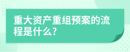 重大资产重组预案的流程是什么?