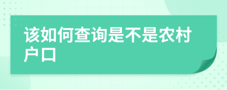 该如何查询是不是农村户口