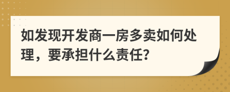 如发现开发商一房多卖如何处理，要承担什么责任？