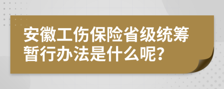 安徽工伤保险省级统筹暂行办法是什么呢？