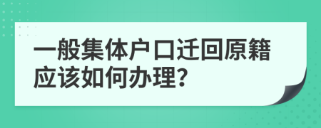 一般集体户口迁回原籍应该如何办理？