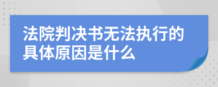 法院判决书无法执行的具体原因是什么