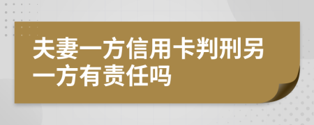 夫妻一方信用卡判刑另一方有责任吗