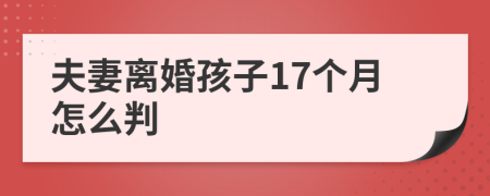 夫妻离婚孩子17个月怎么判
