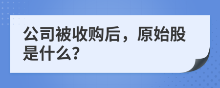 公司被收购后，原始股是什么？