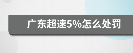 广东超速5%怎么处罚