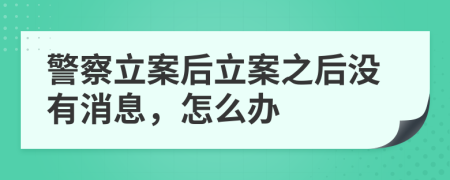 警察立案后立案之后没有消息，怎么办