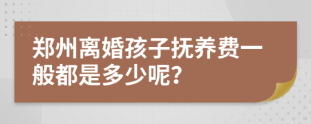 郑州离婚孩子抚养费一般都是多少呢？