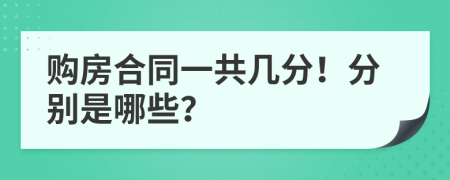 购房合同一共几分！分别是哪些？