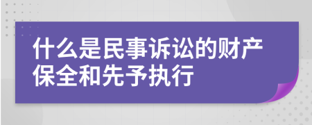 什么是民事诉讼的财产保全和先予执行