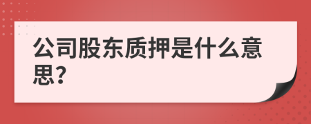 公司股东质押是什么意思？