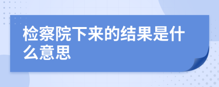 检察院下来的结果是什么意思