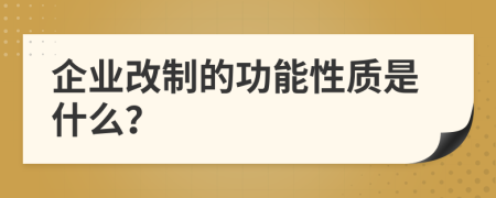 企业改制的功能性质是什么？