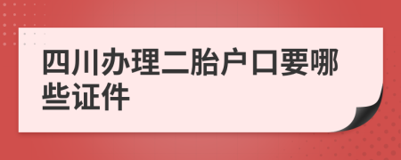 四川办理二胎户口要哪些证件