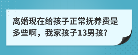 离婚现在给孩子正常抚养费是多些啊，我家孩子13男孩?