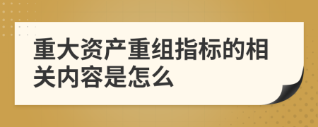 重大资产重组指标的相关内容是怎么
