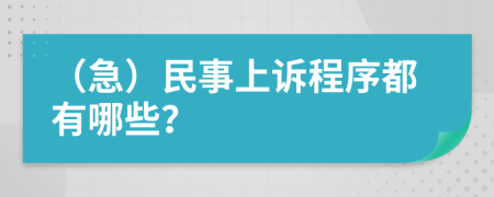 （急）民事上诉程序都有哪些？